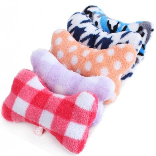 Multi-Color Plush Sound Bones Dog Toy